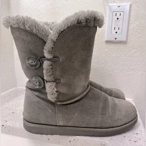 Gray Genuine Suede Boots with Faux Fur Lined Ankle Booties Women Size 9 Target